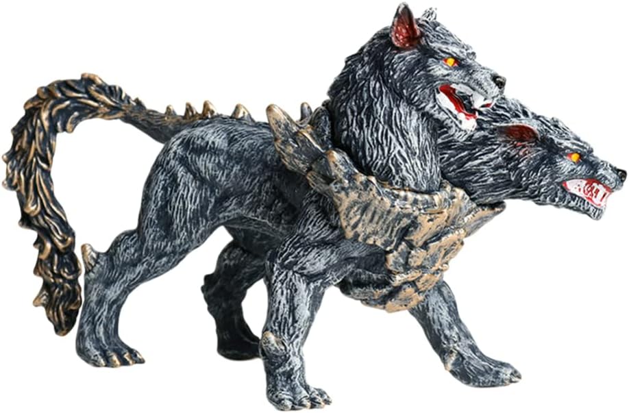 Greek Guardian Hydra Dogs of Hades Cerberus Statue Guardian Hound Figurine Double Head Art Sculpture Decoration for Showcase Shelf Table Decor