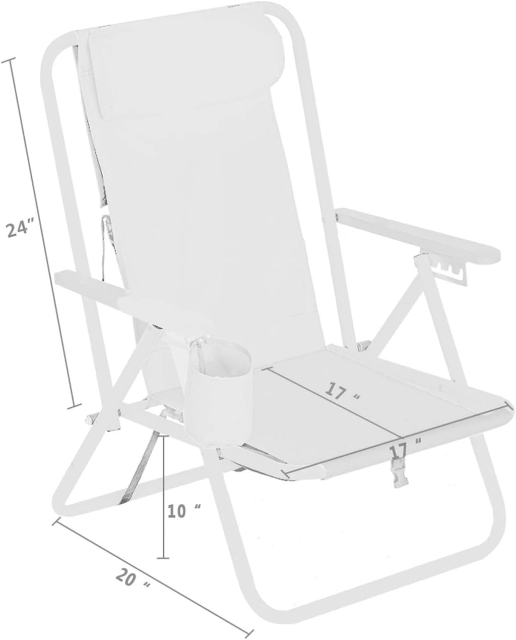 Folding Beach Chair for Adults with Cup Holder and Storage Pouch J57311