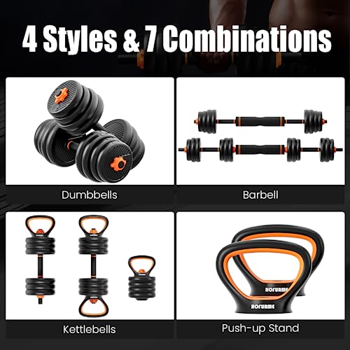 Adjustable 4-in-1 Weight Set, Dumbbell Barbell Kettlebell and Push-up, Home Gym Equipment V1582