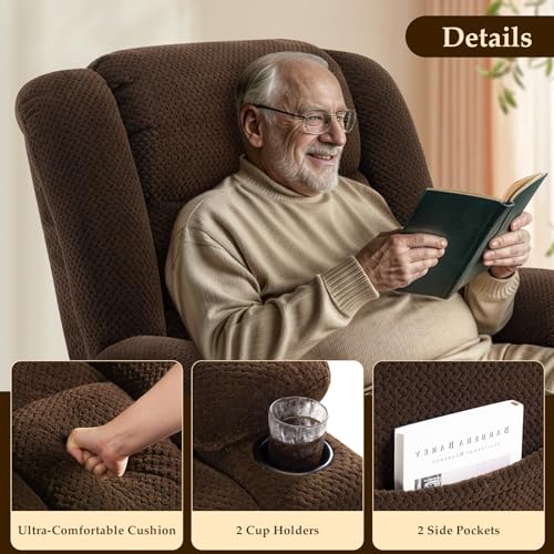 Large Power Lift Recliner for Elderly with Heat and Massage, Dark Brown P13635