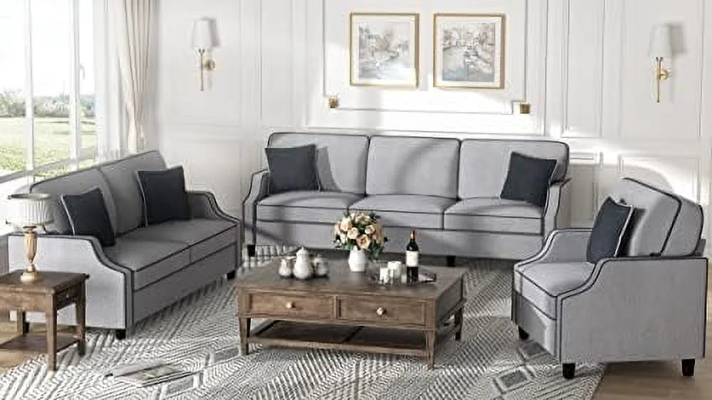 TJUNBOLIFE Accent Chair Modern Upholstered Fabric Armchair Light Gray F618