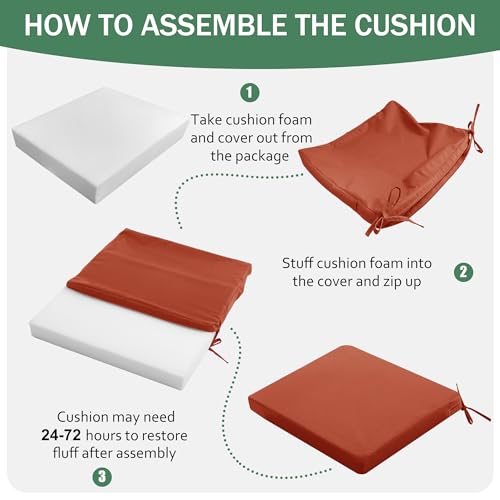Outdoor Chair Cushions Set of 4, Waterproof Patio Seat Cushions with Ties, Black A5741