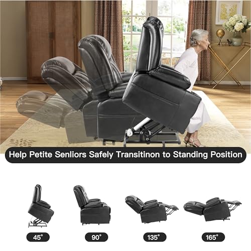Dual Motor Power Lift Recliner Chair for Elderly with Heat and Massage, Black C981783
