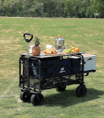 Collapsible Double Decker Wagon with Tailgate, All-Terrain Wheels U8438