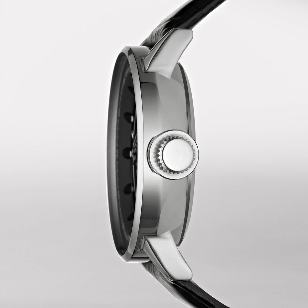 Relic by Fossil Men's Damon Automatic Watch with Silver Steel and Black Leather Band F965