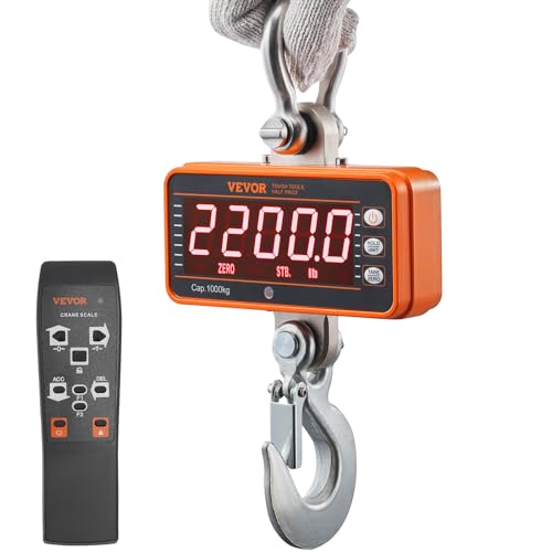 VEVOR Crane Scale 2200 lbs/1000 kg Digital Hanging Scale with Remote Control Q521961