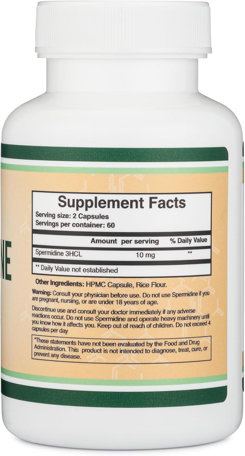 Spermidine Supplement 10mg 120 Capsules by Double Wood Z348061