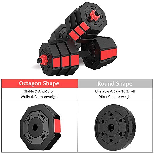Adjustable Dumbbell Set of 2, 66LB Barbell Weight Set with Connecting Rod for Home Gym E30460
