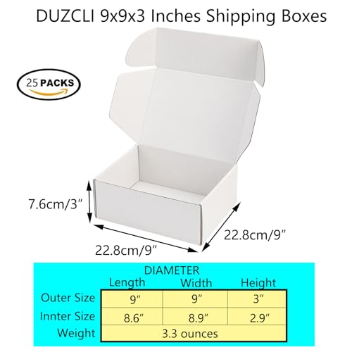 Small Shipping Boxes 8x6x3 Inches, White Corrugated Cardboard, Set of 25 Q35199