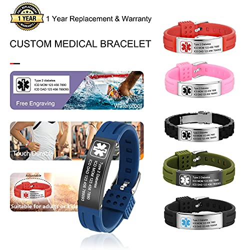 Personalized Silicone Medical ID Bracelet for Men Women Kids P774802