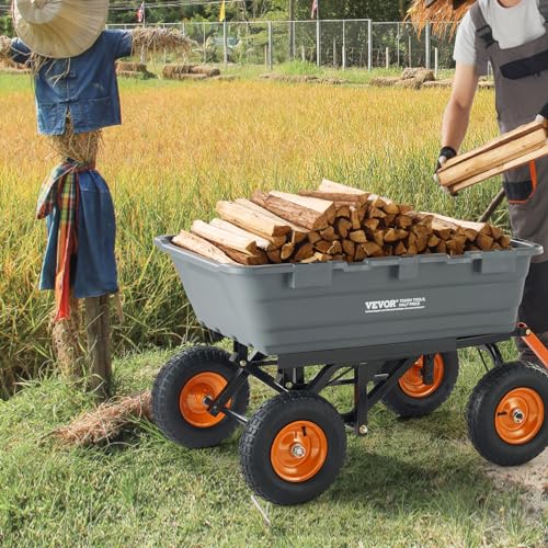 VEVOR 1200lbs 7Cu.Ft. Garden Dump Cart with 13in All Terrain Wheels A75294