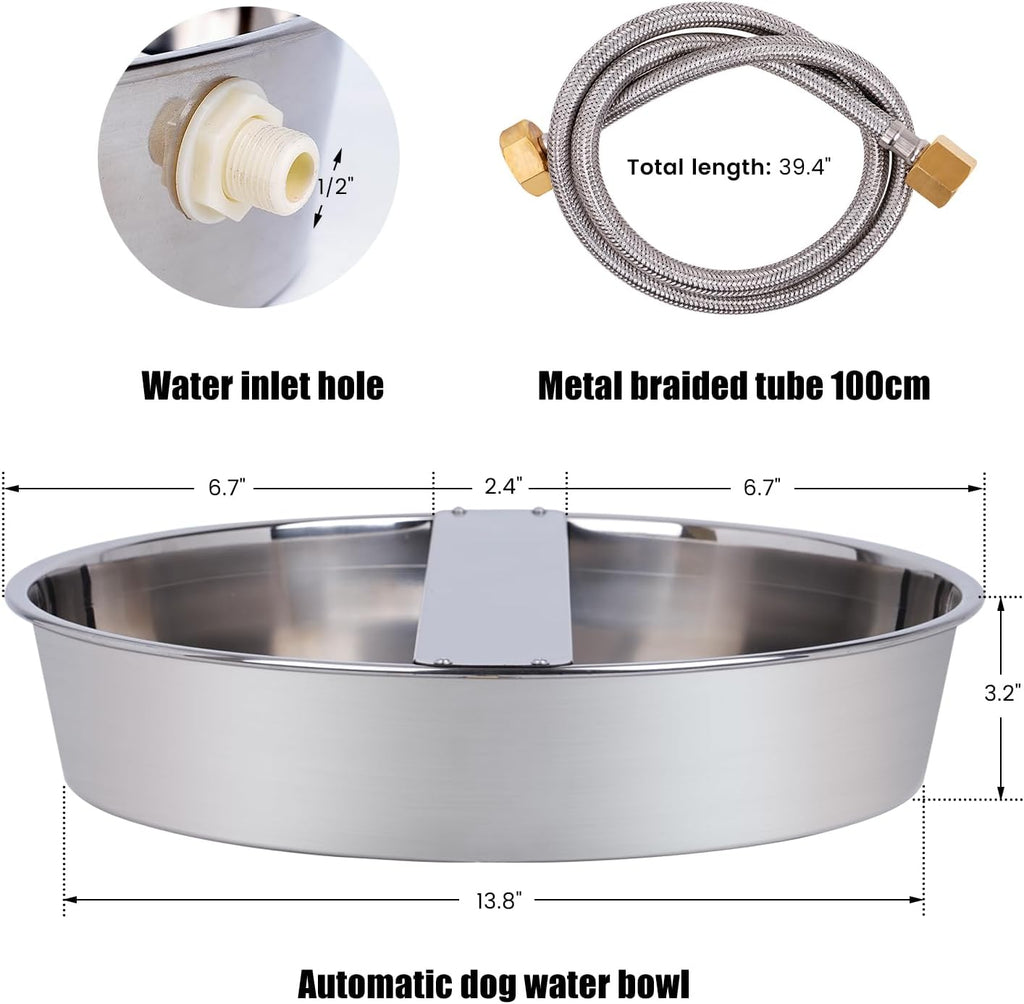 Stainless Steel Automatic Dog Water Bowl Dispenser for Large Breed Outdoor Use W4587