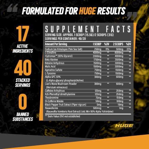 Huge Supplements Wrecked Pre-Workout, 40 Servings C60296