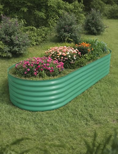 4x2x2Ft Oval Galvanized Steel Raised Garden Bed - Outdoor Metal Planter Box for Vegetables, Flowers, Herbs L43315