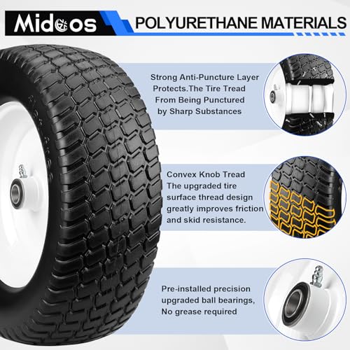 15x6.00-6 Lawn Mower Tires Flat Free with Wheels, 2 Pcs I1083
