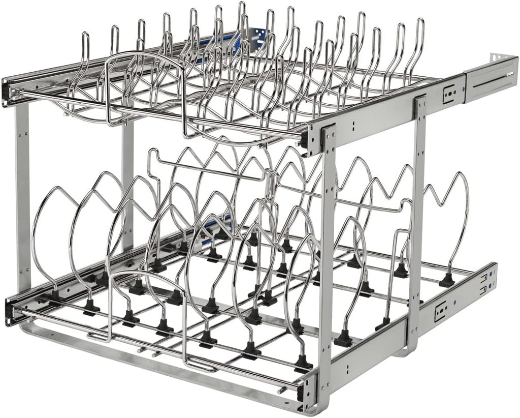 Rev-A-Shelf Two-Tier Steel Wire Pullout Cookware Cabinet Organizer w/Soft-Close