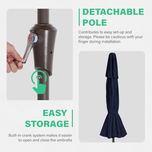 JEAREY 9 ft 2-Tiers Patio Umbrella with Push Button Tilt, Navy Blue A58987