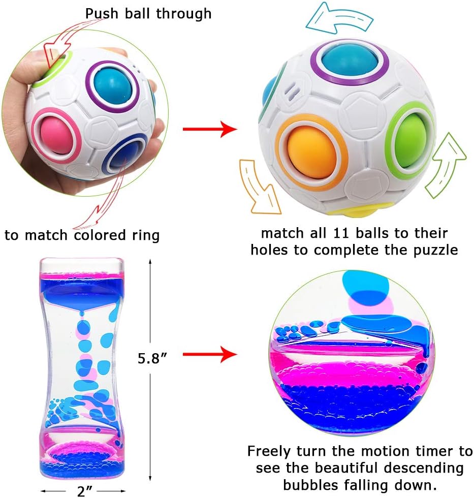 Scientoy Fidget Toy Set 35 Pcs Sensory Toys for Anxiety Relief with Motion Timer Gift Box D9660
