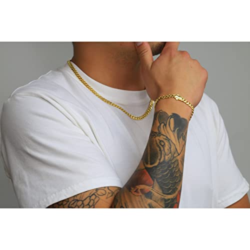Nuragold 14k Yellow Gold 5mm Miami Cuban Link Chain Bracelet L637