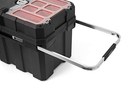 Keter Masterloader Resin Rolling Tool Box with Locking System, Black E51235