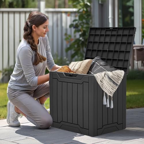 YITAHOME Outdoor Storage Box with Cushion, 120 Gallon, Lockable, Light Brown O374
