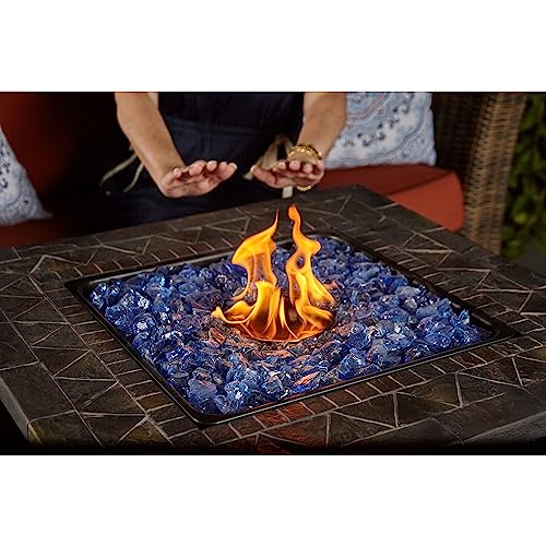 Endless Summer 30-Inch Square Propane Outdoor Fire Pit Table with Resin Mantel H7468