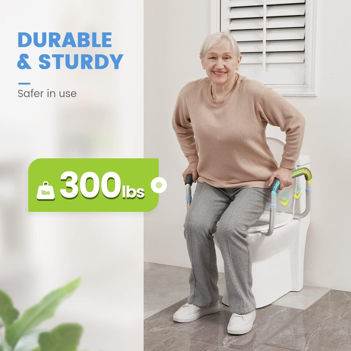 OasisSpace Medical Toilet Safety Rail - Adjustable Compact Support Frame with Hand Rails V931