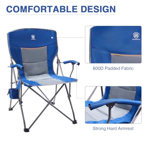 EVER ADVANCED Folding Camping Chair with Padded Armrest and Cup Holder J29990