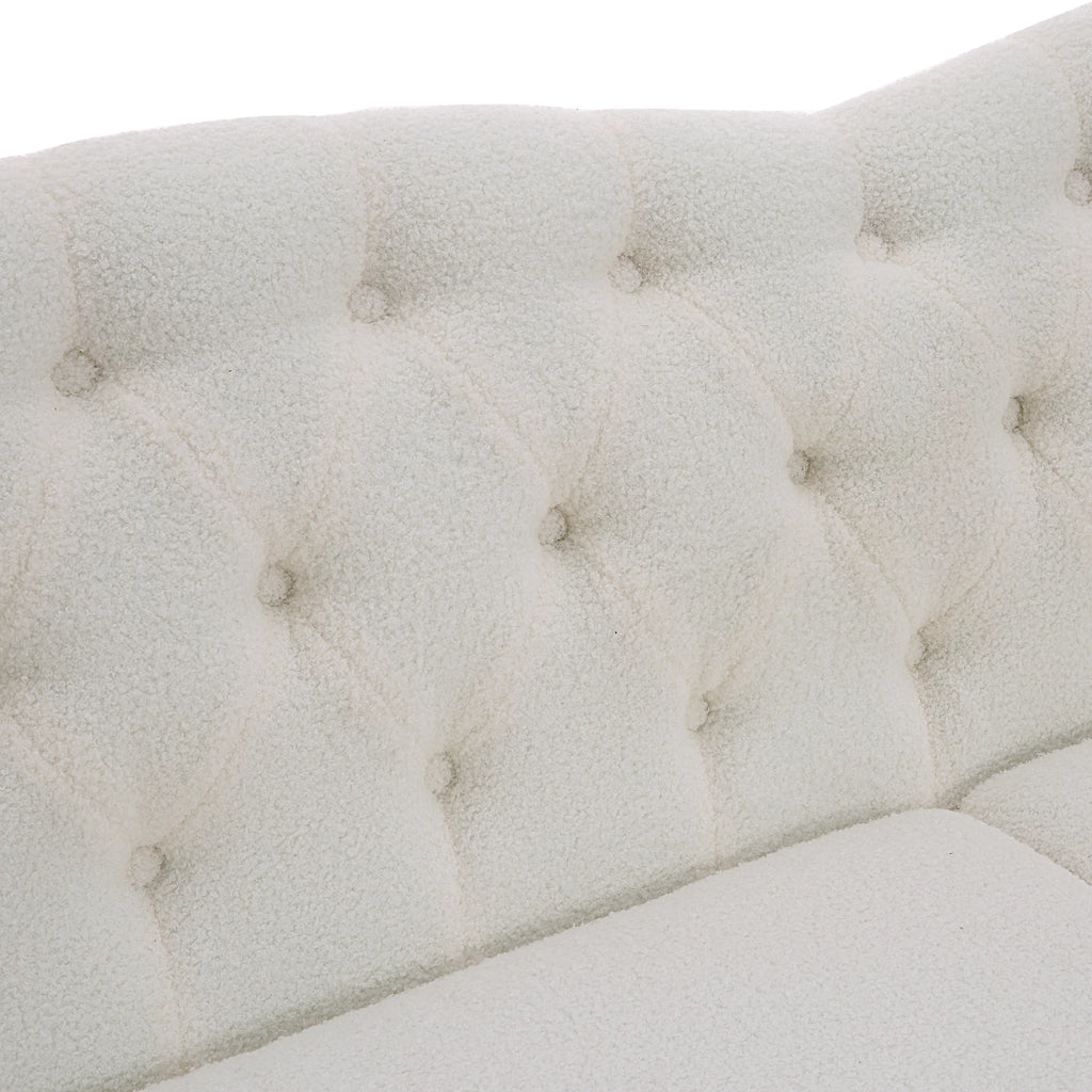 Chesterfield Teddy Velvet Button Tufted Sofa with Nailhead Arms and Wood Legs E61027