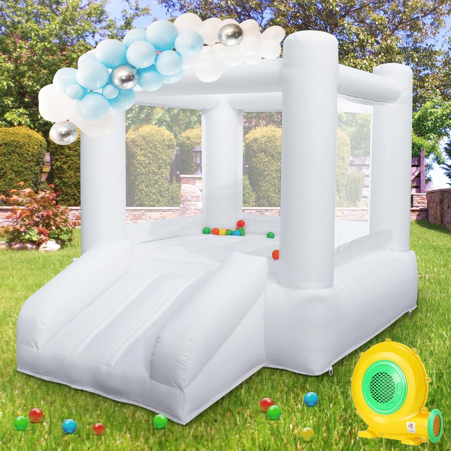 Small White Bounce House with Slide for Kids Aged 2-6 K14067