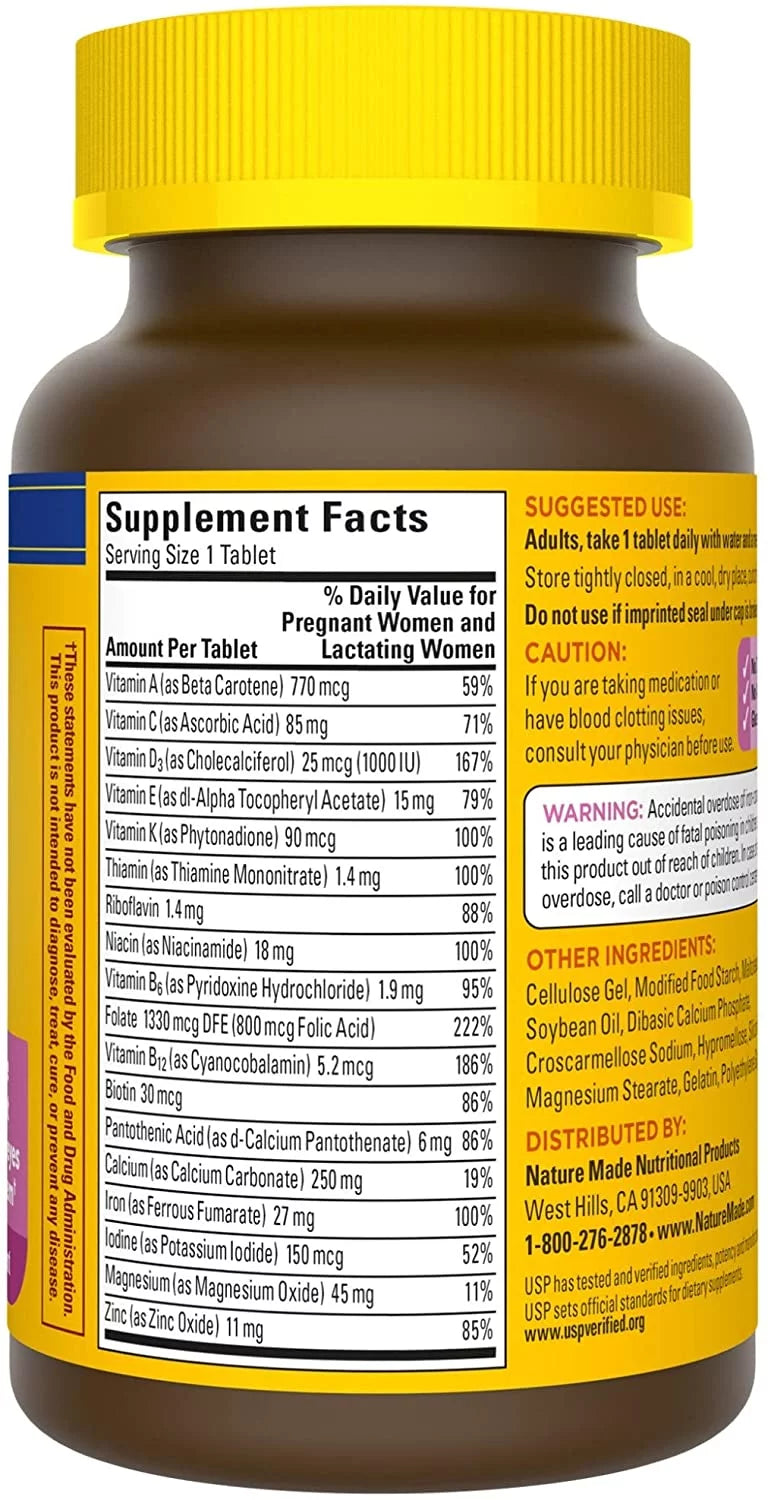 Nature Made Prenatal Multi Dietary Supplement, 90 Tablets, Pack of 2 I374