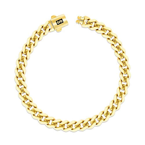 Nuragold 14k Yellow Gold 5mm Miami Cuban Link Chain Bracelet L637