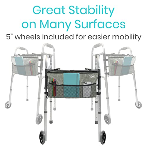 Vive Mobility Folding Walker for Seniors with Wheels and Bag R4434