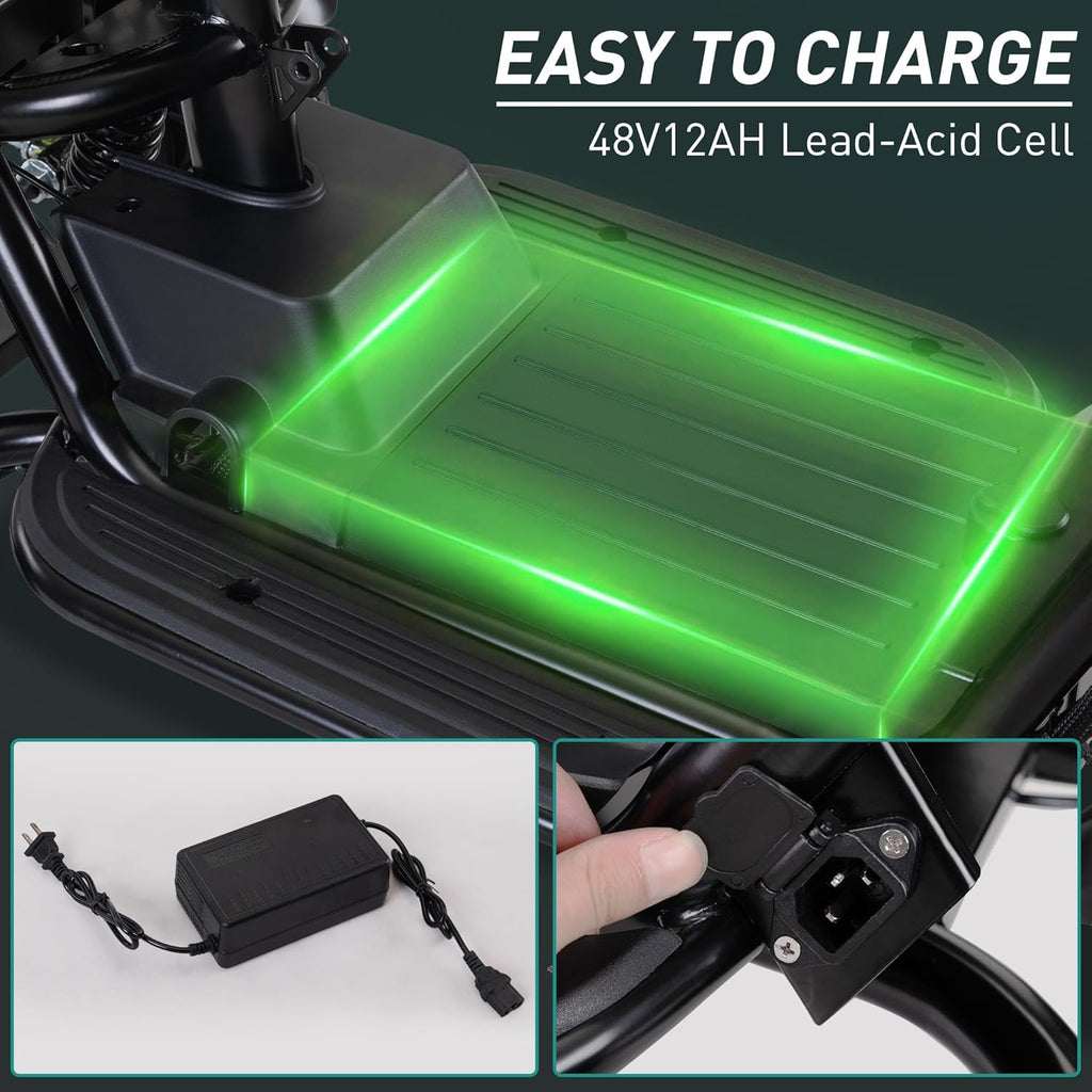 Foldable Electric Tricycle for Adults with 3 Seats, 48V 400W, Black N832848