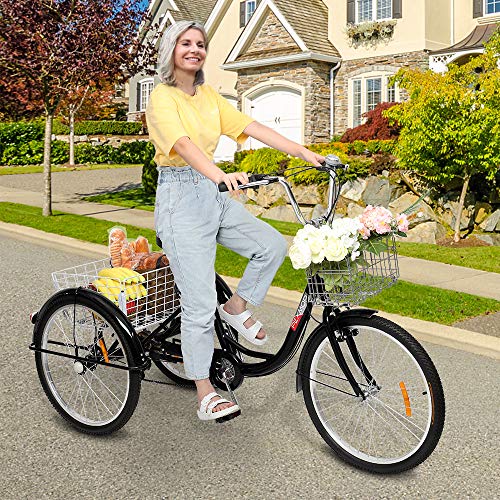 PEXMOR Adult Tricycle 26 Inch 7 Speed 3 Wheel Bike for Adults Q25739
