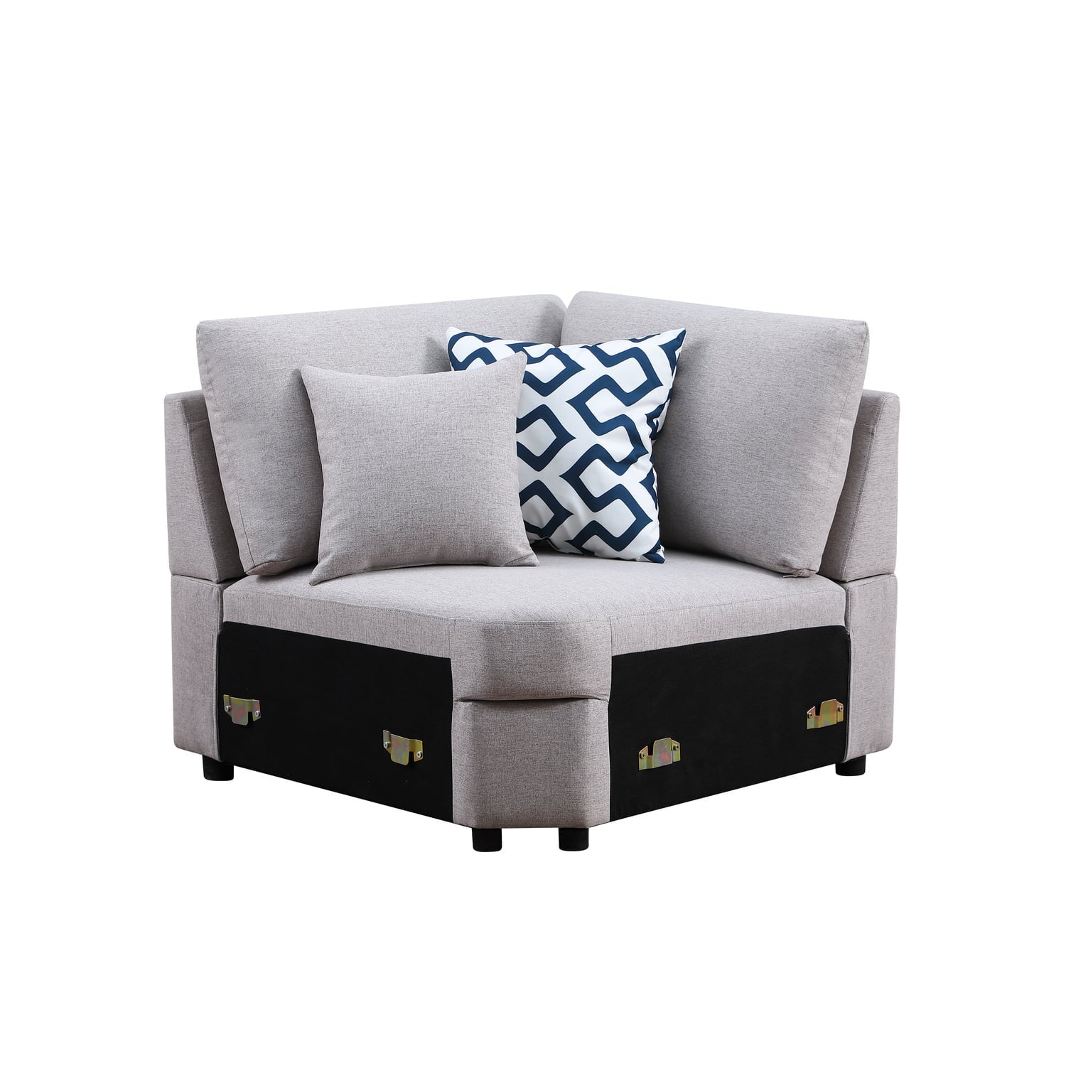 126" Wide Fabric Modular Corner Sectional Sofa with Ottoman Light Gray Z77898