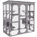 Aivituvin Cat House Outdoor Catio with Large Door, Wooden Cat Cage Indoor Playpen, 70 Inch I919236