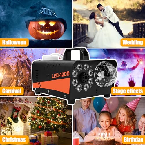 1200W Professional Fog Machine with DJ Light System and Wireless Remote T6484