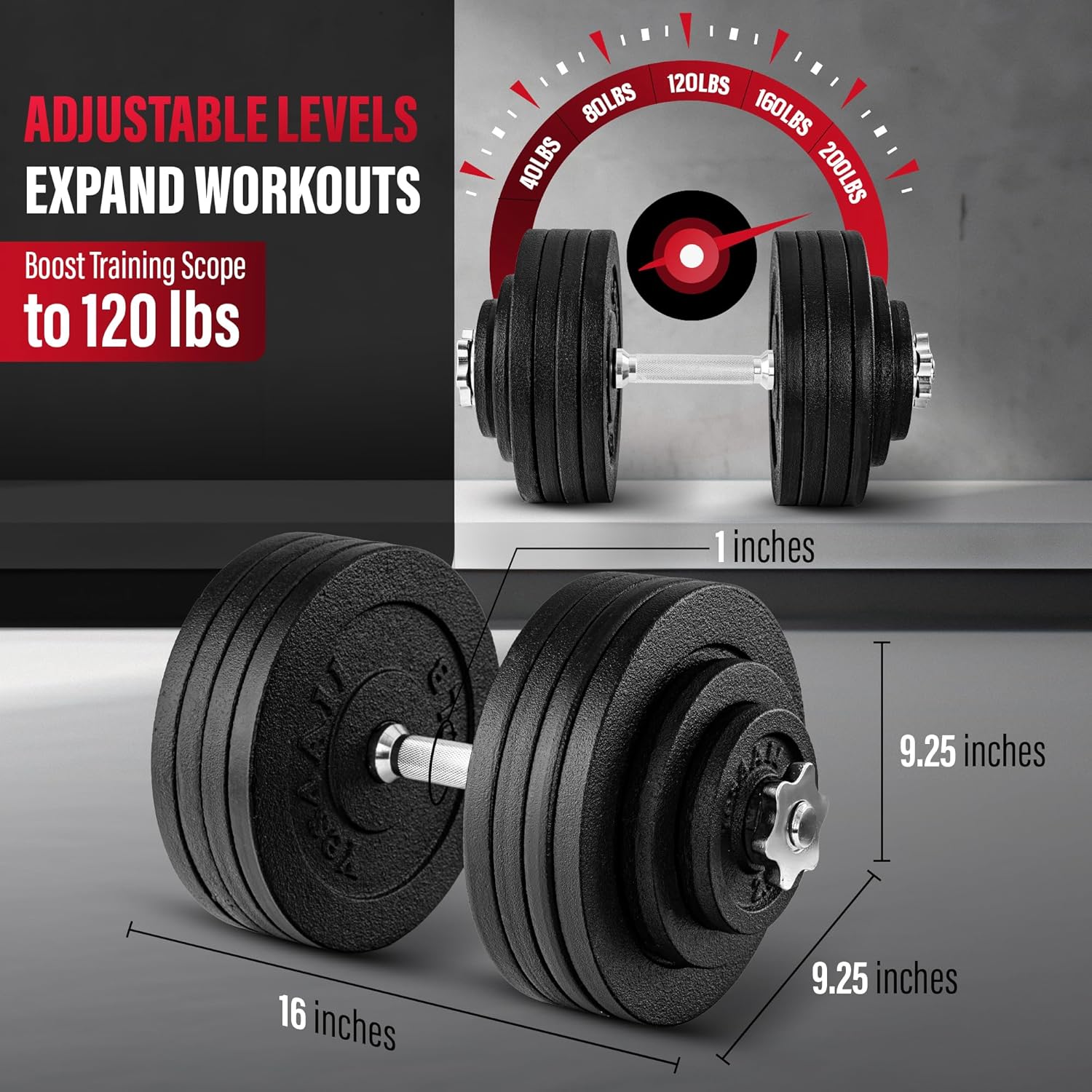 Yes4All Adjustable Dumbbell Set of 2, 200 LBS Z907120