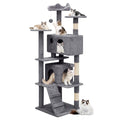 MoNiBloom Cat Tree, 60 Inch Cat Tree Tower with 2 Cat Condo, Cat Tower with Scratching Post, Cat Climbing Tower, Cat Tree for Indoor Cats, Smoky Grey