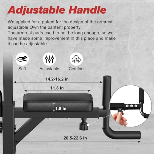 RELIFE Power Tower Pull Up Bar Station Dip Station for Home Gym Strength Training, 450LBS N377