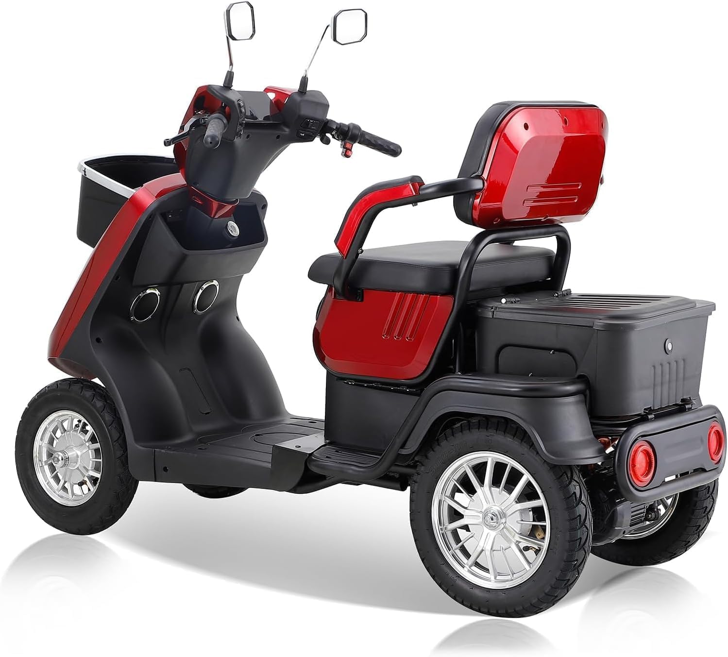3 Speed 1000W 2 Seater Mobility Scooter with Bluetooth Speaker, Red D555