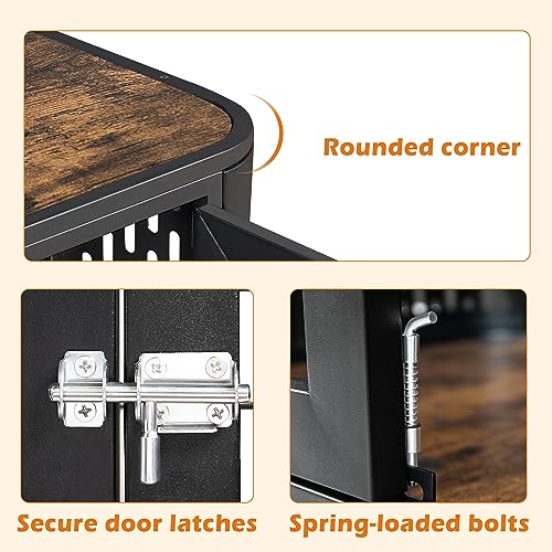 Rounded Corner Dog Crate Furniture 42 inch Heavy Duty Kennel for Medium and Large Dogs Y702