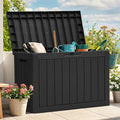 YITAHOME Outdoor Storage Box with Cushion, 120 Gallon, Lockable, Light Brown O374