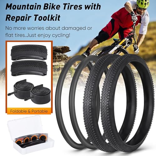 Bike Tire Replacement Kit 24/26x1.95 Folding MTB Tires with Tubes and Levers L262165