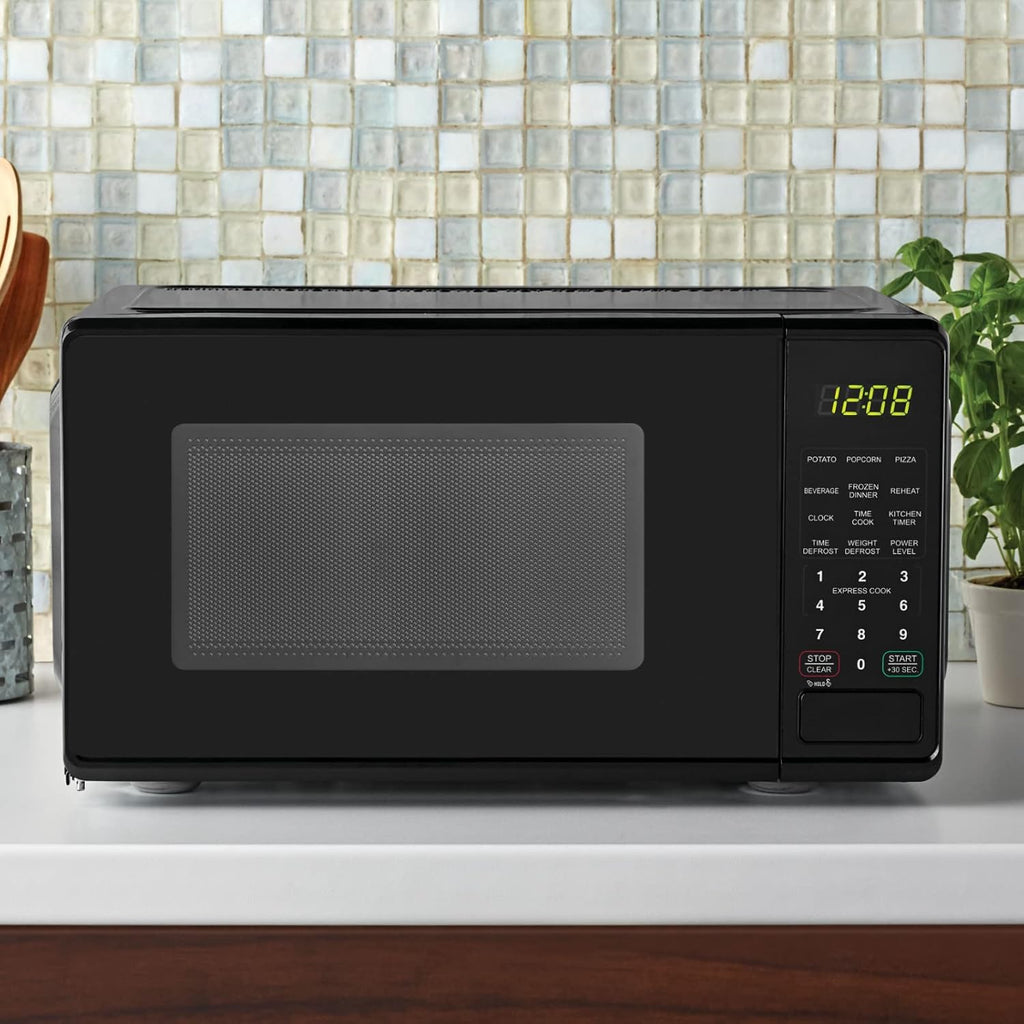 DCLINA Mainstays 0.7 Cu ft Compact Countertop Microwave Oven, Black C732
