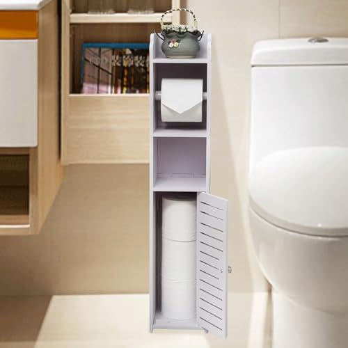 D&Joy Toilet Paper Holder Stand, 4-Tier Bathroom Storage Rack, White K596