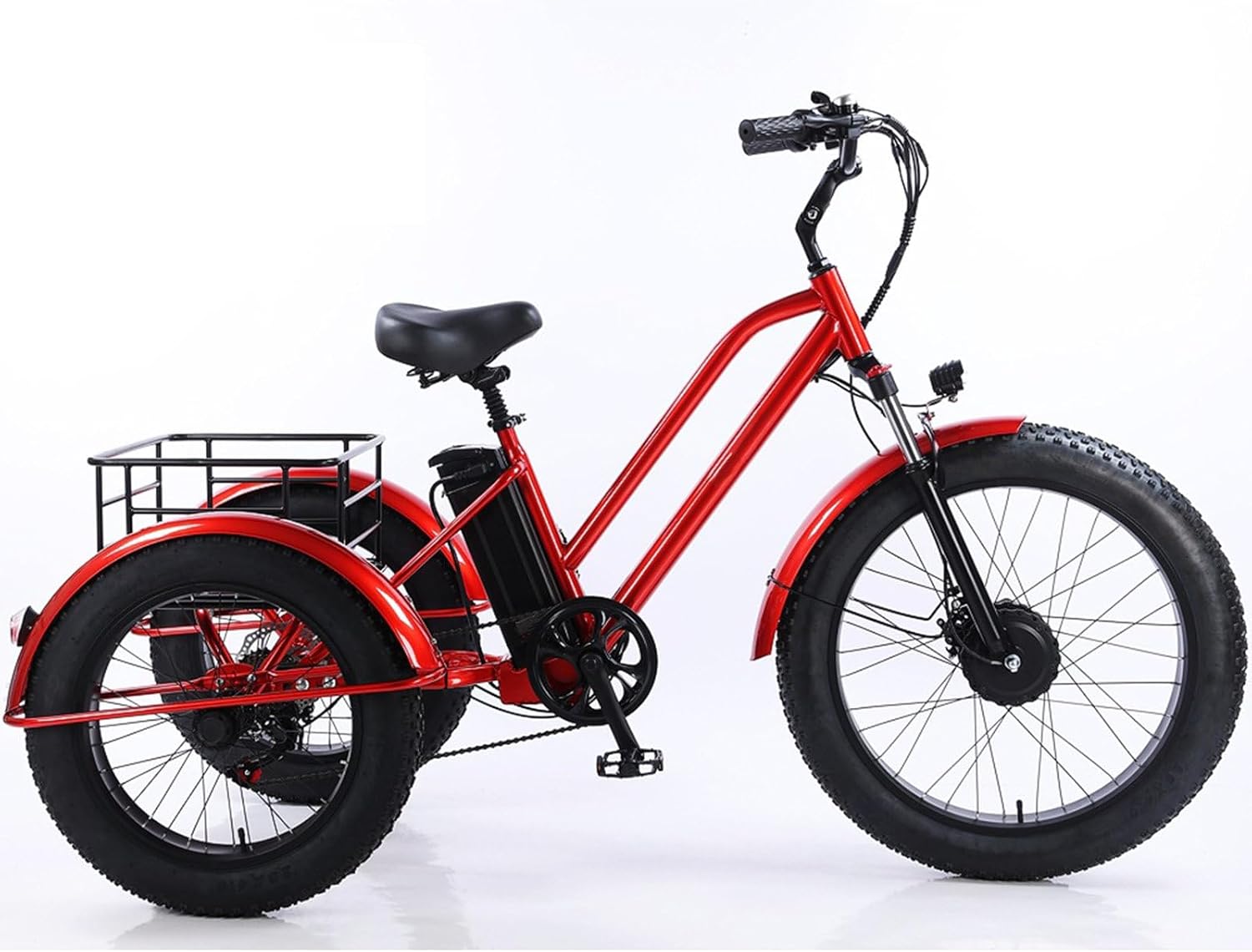 7-Speed All Terrain Fat Tire Trike (26'' Front Wheel & 24'' Rear Wheel) - Perfect For Men, Women, Seniors - Carry Cargo Basket + Lcd Instrument + Shock Absorbing Seat