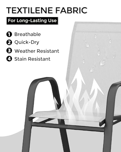 Outdoor Stacking Metal Dining Chairs Set of 4, Grey E4879