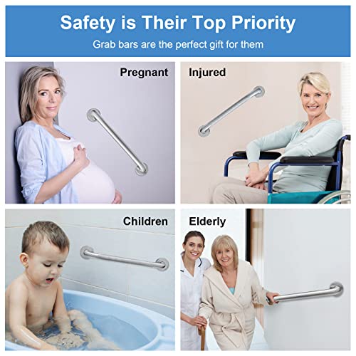 Handicap Grab Bars 24 Inch for Seniors, 304 Stainless Steel, Matte Black, 2 Pack P265